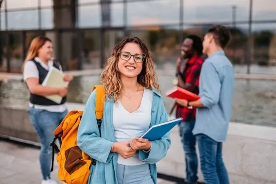 Students learning together at college